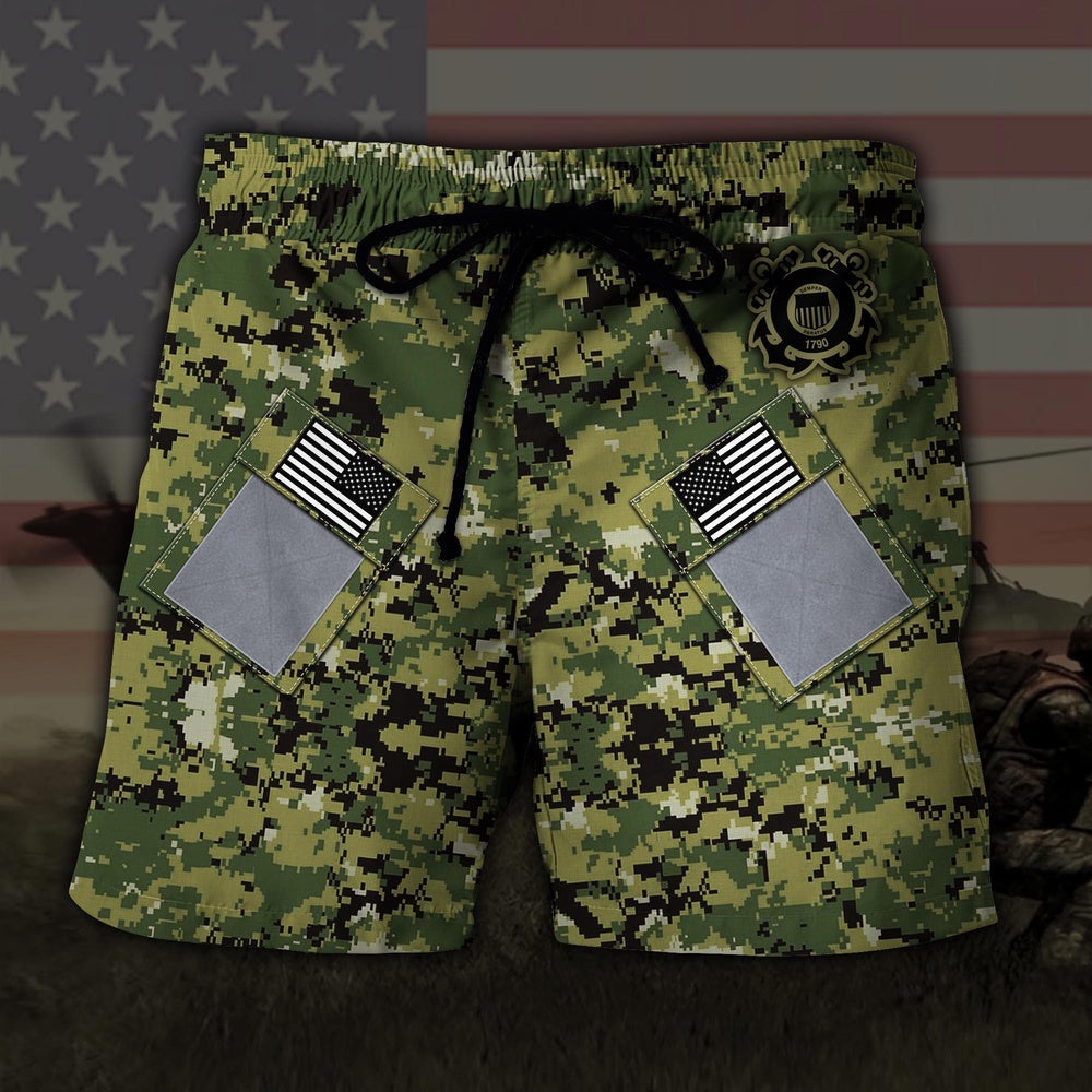 US Coast Guard US MilitaryAmerican Camo Hawaiian Short, Short Military, Short Beach, Us Military Shorts