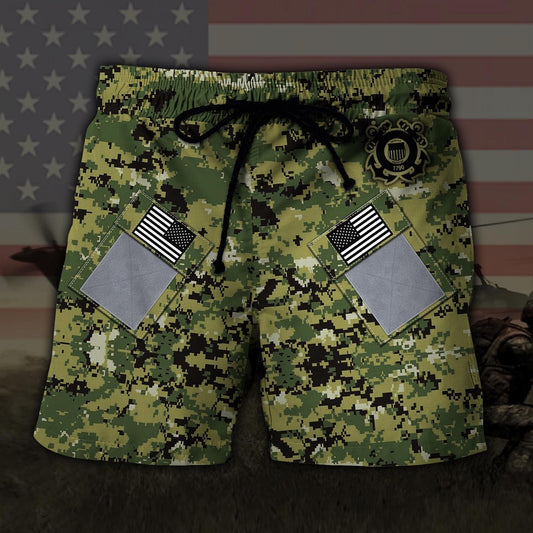 US Coast Guard US MilitaryAmerican Camo Hawaiian Short, Short Military, Short Beach, Us Military Shorts
