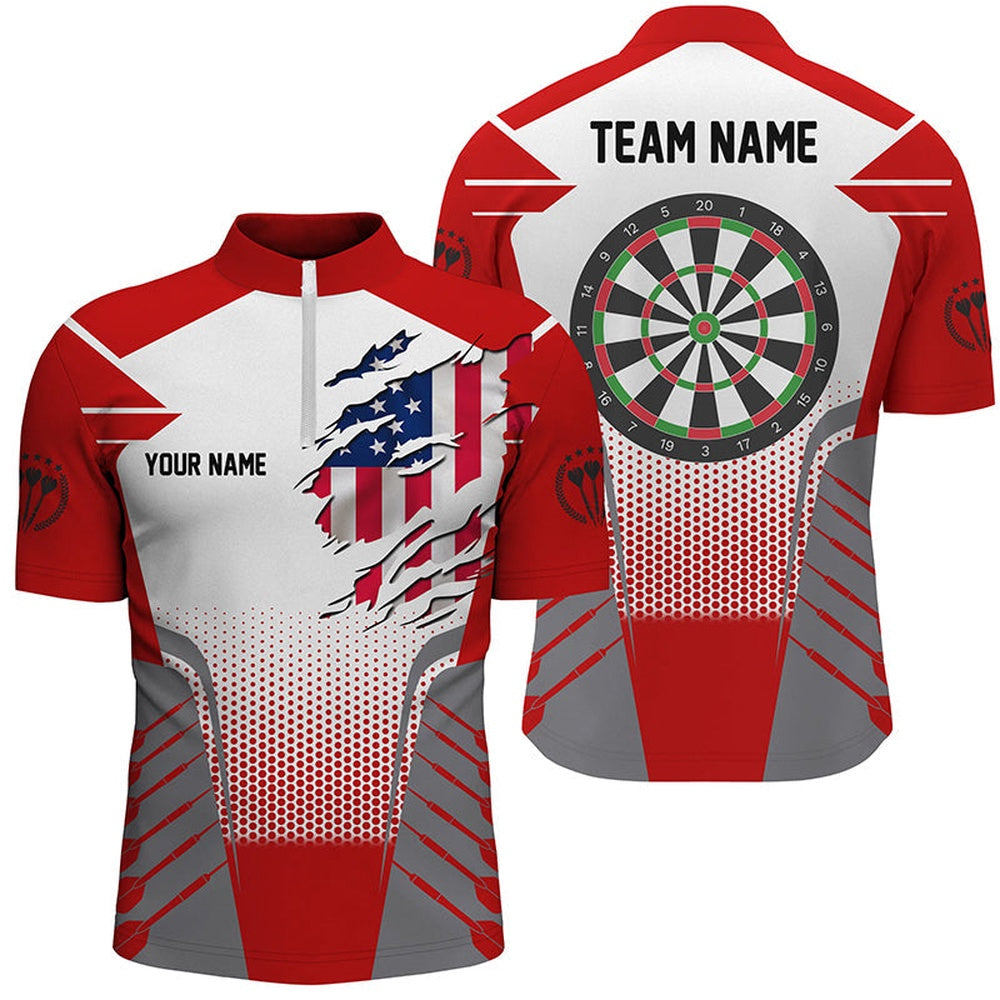 US Flag Men Darts Jerseys Shirts Custom Patriotic Darts Shirts For Team Darts Jersey, Darts Team Jersey Shirt
