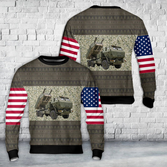 US Marine Corps High Mobility Artillery Rocket System M142 HIMARS Christmas AOP Sweater, Christmas Ugly Sweater, Sweater Xmas, Ugly Sweater