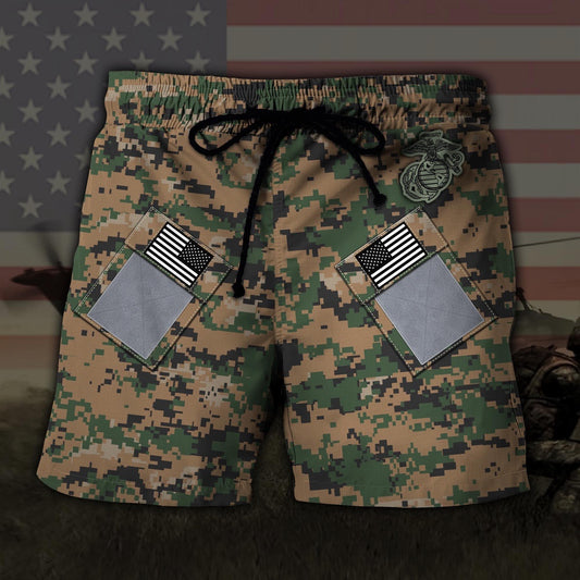 US Marine Corps US MilitaryAmerican Camo Hawaiian Short, Short Military, Short Beach, Us Military Shorts