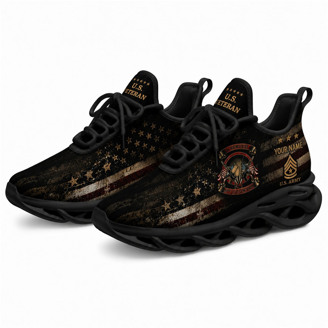 Custom Name US Marine Corps Veteran Max Soul Shoes, Veteran Sneaker