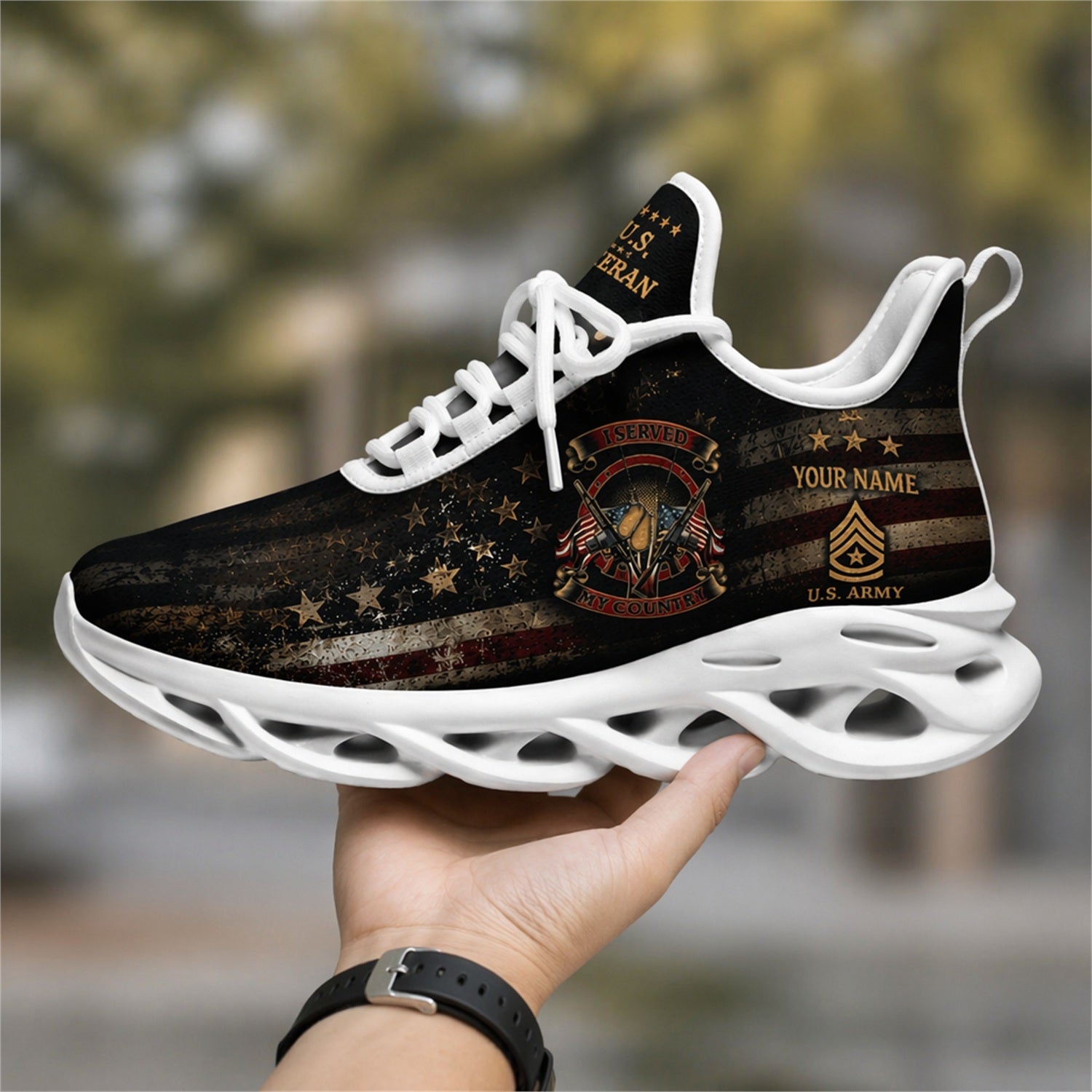 Custom Name US Marine Corps Veteran Max Soul Shoes, Veteran Sneaker