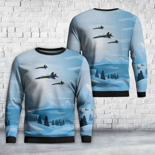 US Navy Blue Angels #2 FA-18C Christmas Sweater, Christmas Ugly Sweater, Sweater Xmas, Ugly Sweater