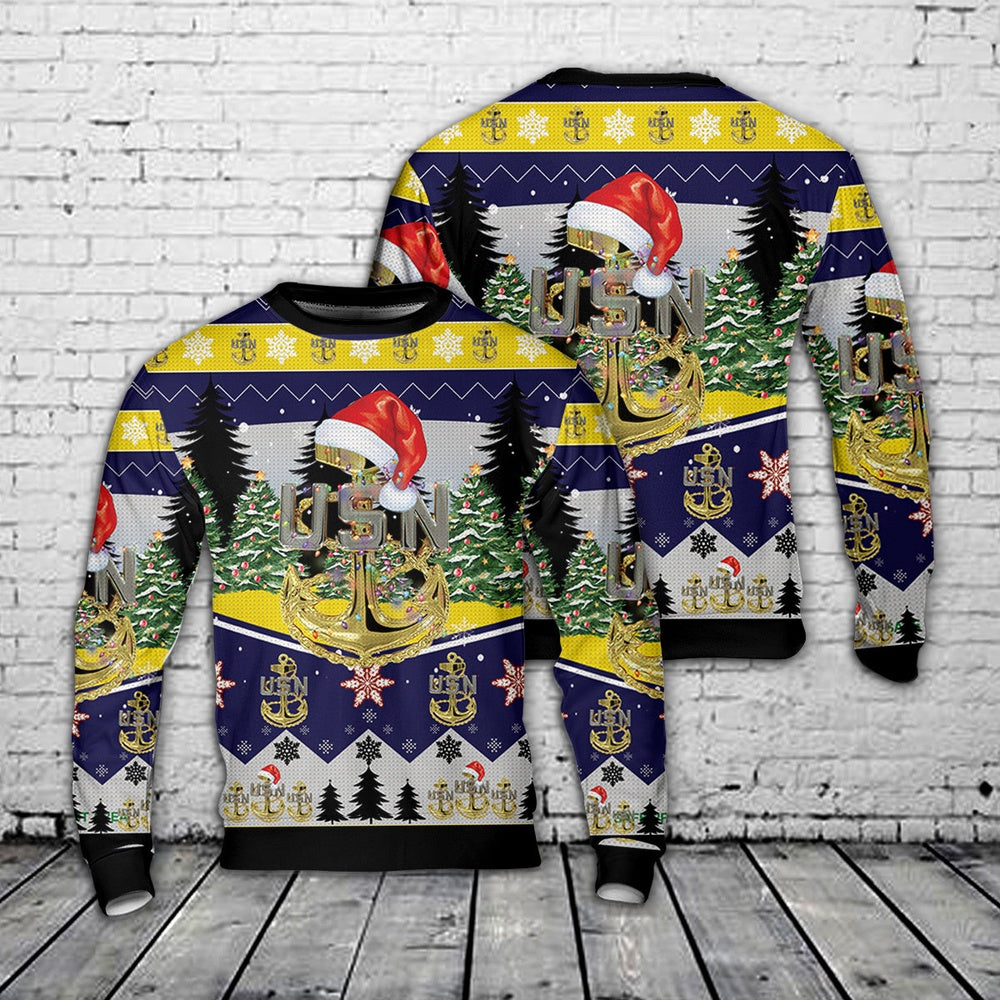 US Navy Chief Anchor Christmas AOP Sweater, Christmas Ugly Sweater, Sweater Xmas, Ugly Sweater