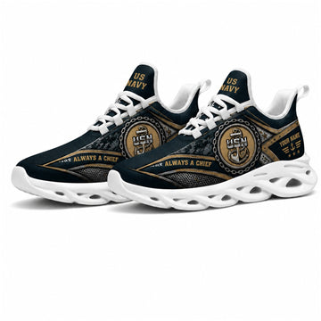 Custom Name US Navy Chief Max Soul Shoes, Veteran Sneaker