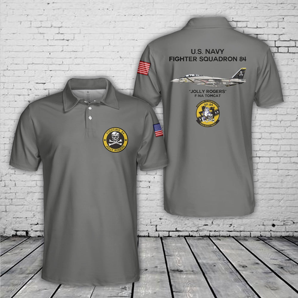 US Navy F-14A Tomcat Of VF-84 Jolly Rogers Polo Shirt, Veteran Polo Shirt