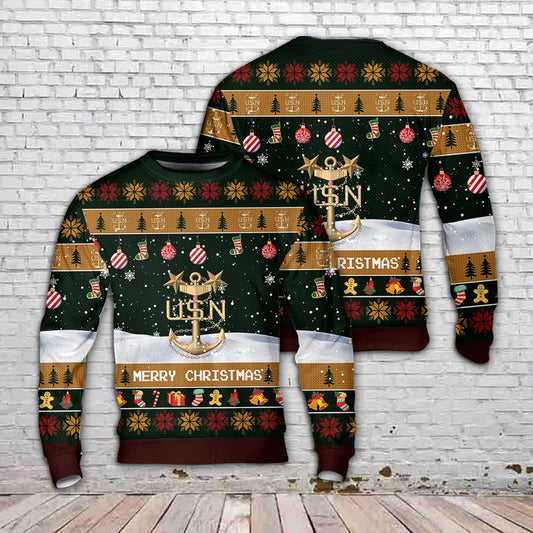 US Navy Master Chief Anchor Christmas AOP Sweater, Christmas Ugly Sweater, Sweater Xmas, Ugly Sweater
