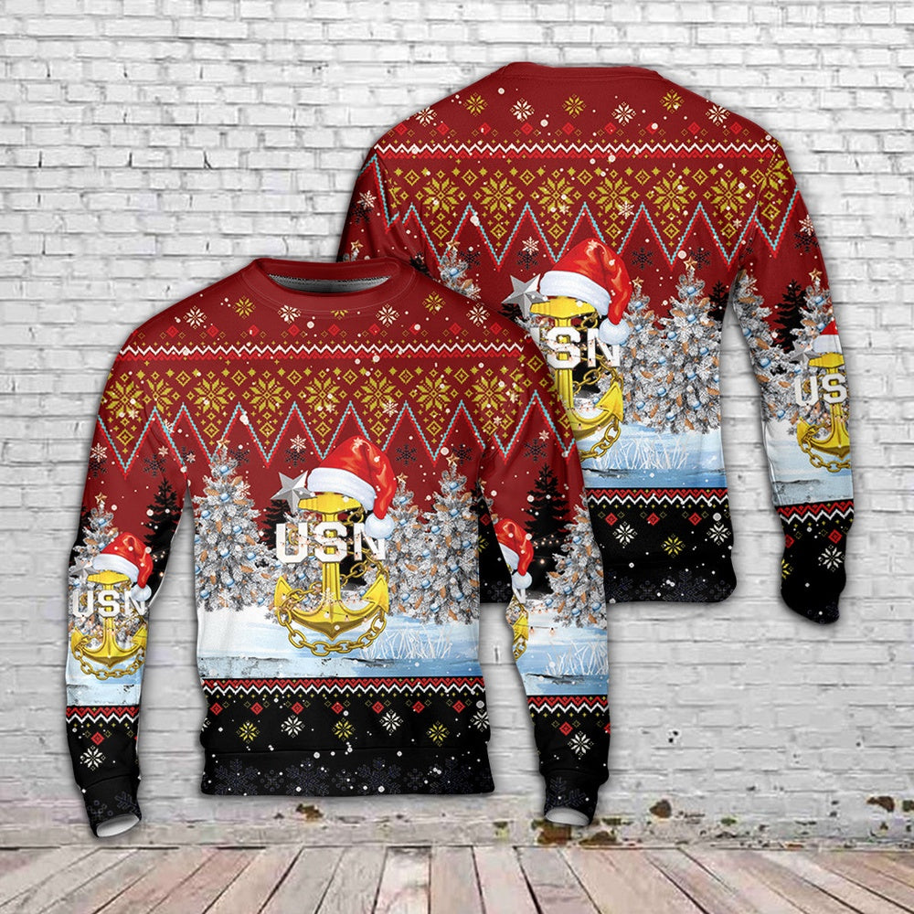 US Navy Master Chief Anchor Christmas Sweater, Christmas Ugly Sweater, Sweater Xmas, Ugly Sweater