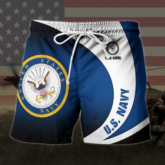 US Navy Military Custom Name Hawaiian Short, US Military Aloha, Short Military, Short Beach, Us Military Shorts
