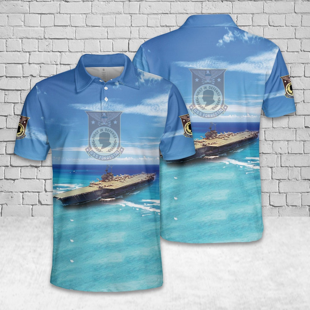 US Navy USS Forrestal (CVA-59) Polo Shirt, Veteran Polo Shirt