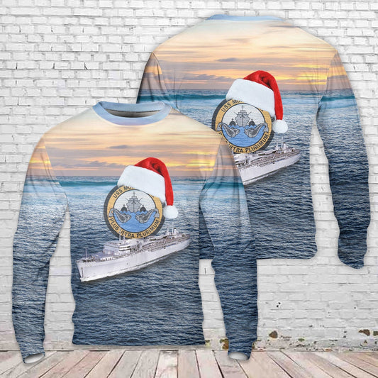 US Navy USS McKee (AS-41) Christmas AOP Knitted Sweater, Christmas Ugly Sweater, Sweater Xmas, Ugly Sweater