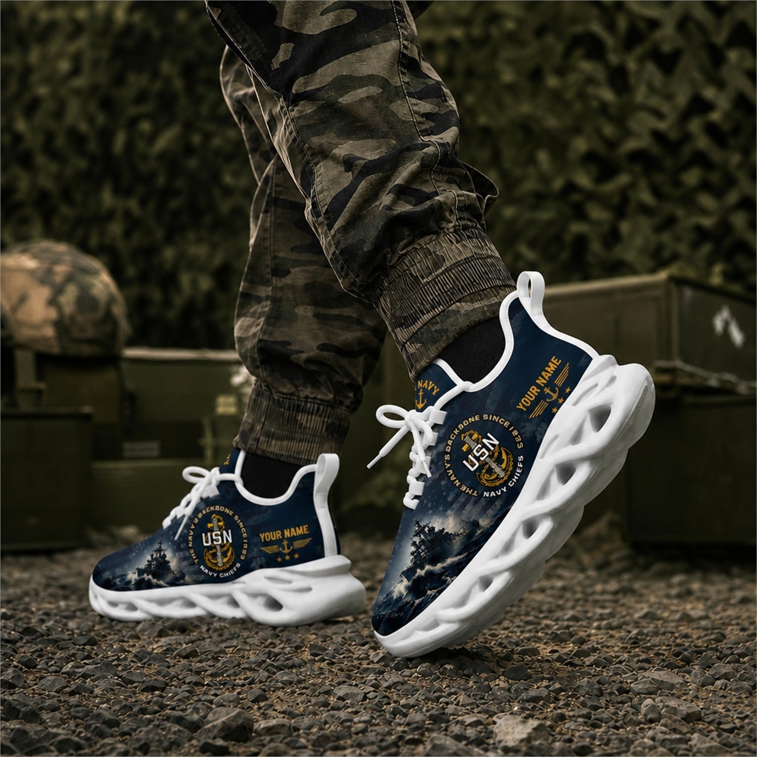Custom Name US Navy Veteran Max Soul Shoes, Veteran Sneaker