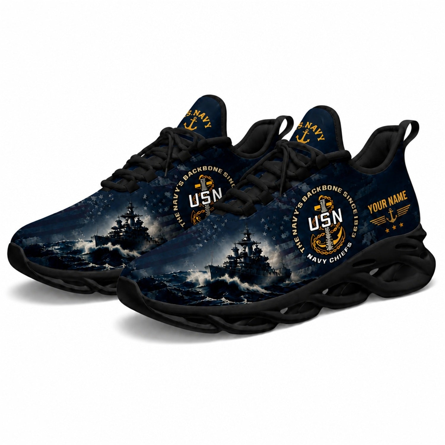 Custom Name US Navy Veteran Max Soul Shoes, Veteran Sneaker