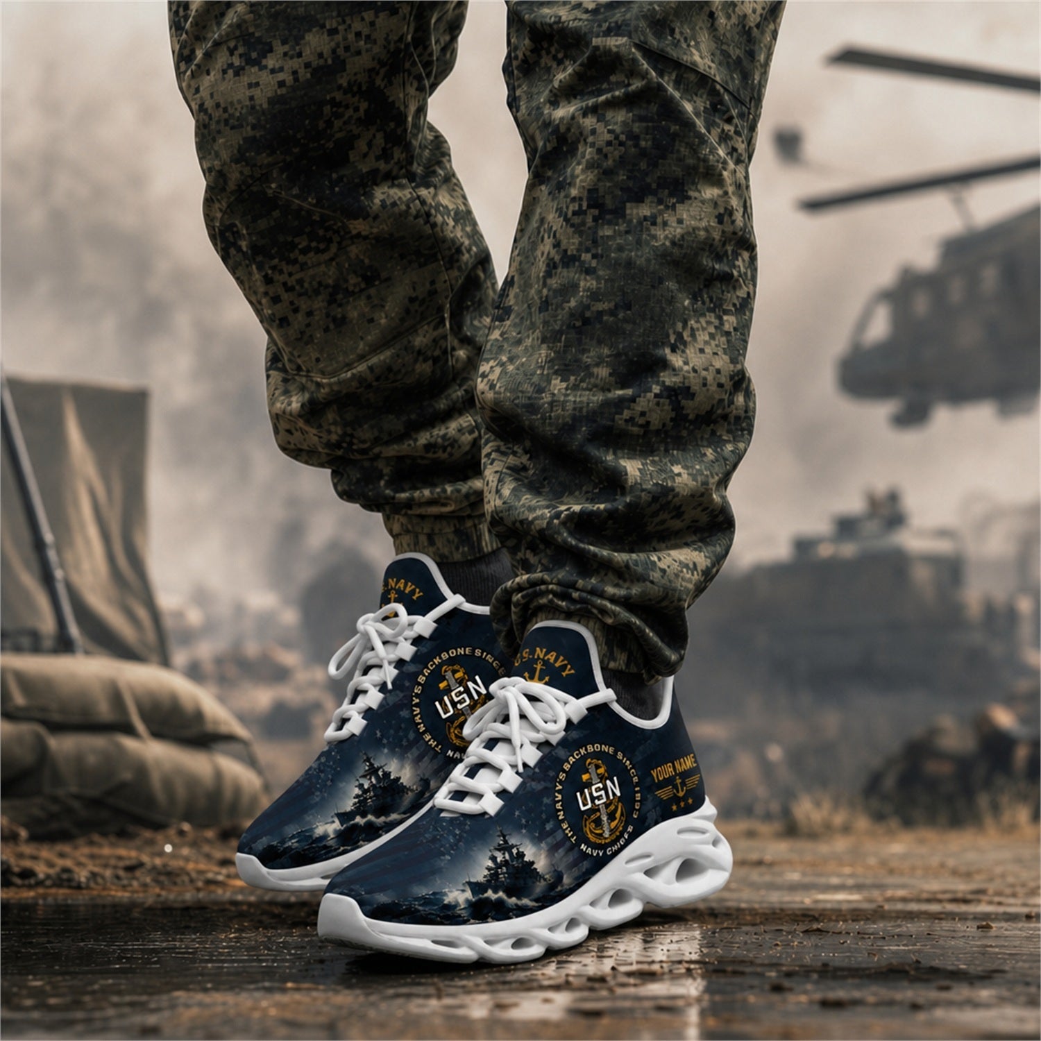Custom Name US Navy Veteran Max Soul Shoes, Veteran Sneaker