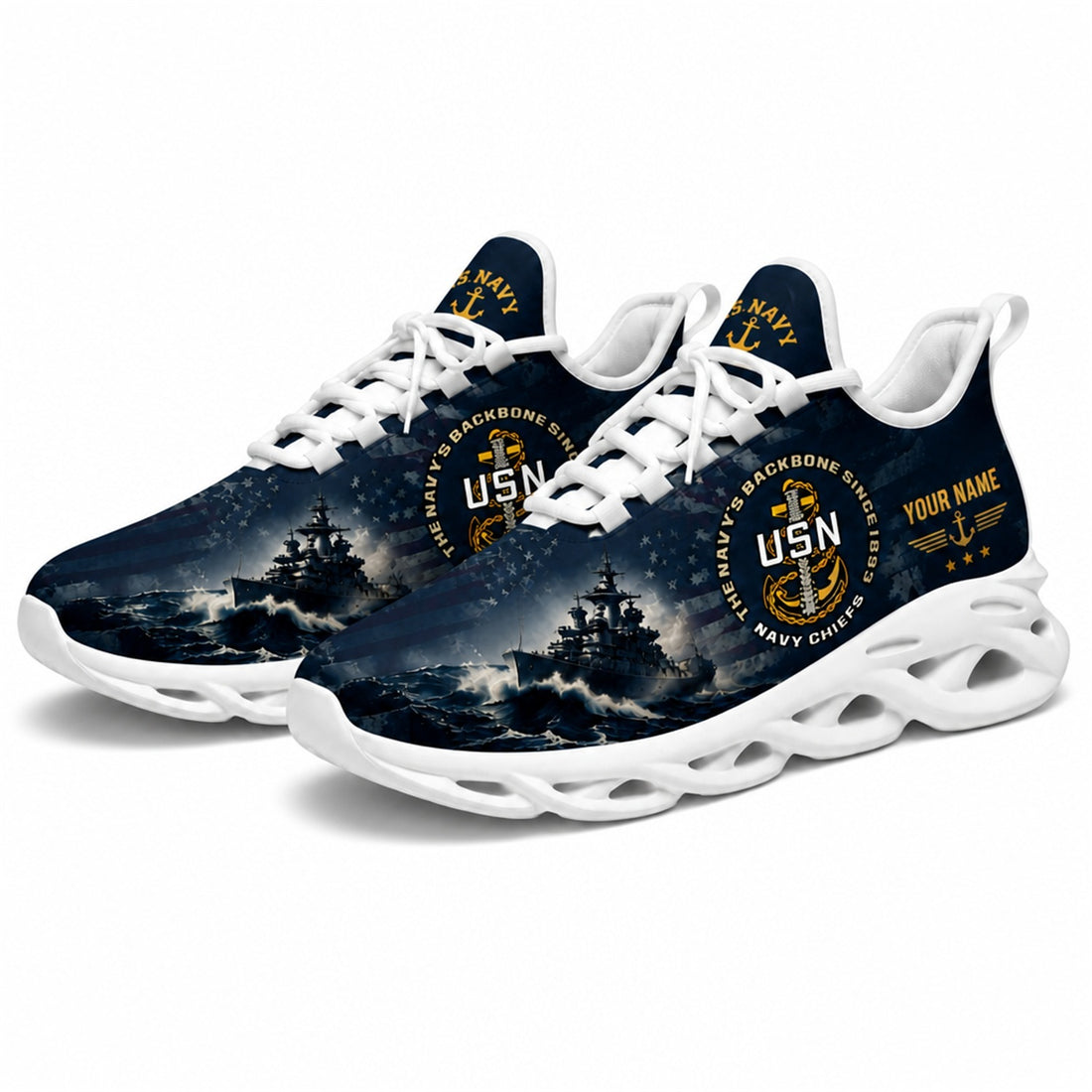 Custom Name US Navy Veteran Max Soul Shoes, Veteran Sneaker
