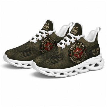 Custom Name US Veteran Combat Medic Max Soul Shoes, Veteran Sneaker