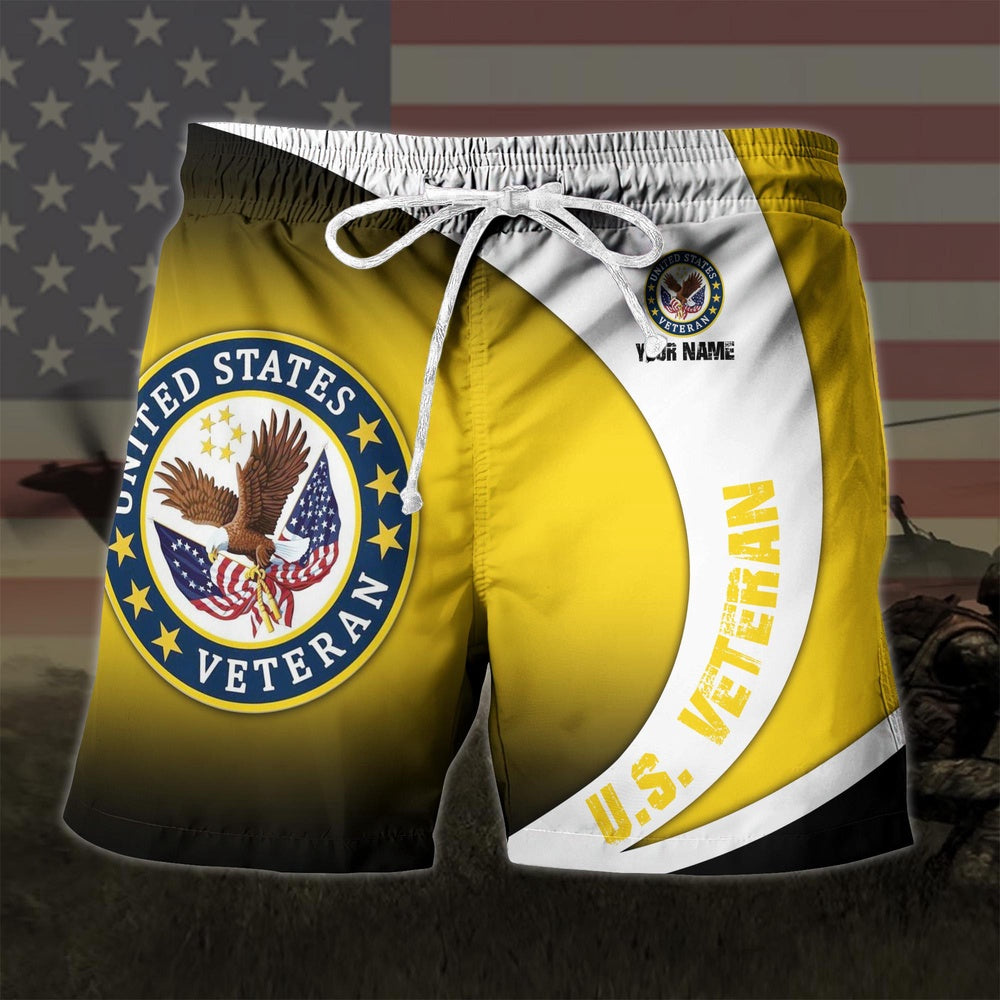 US Veteran Military Custom Name Hawaiian Short, US Military Aloha, Short Military, Short Beach, Us Military Shorts