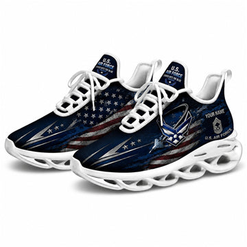 Custom Name US Veterans Eagle Flag Max Soul Shoes, Veteran Sneaker