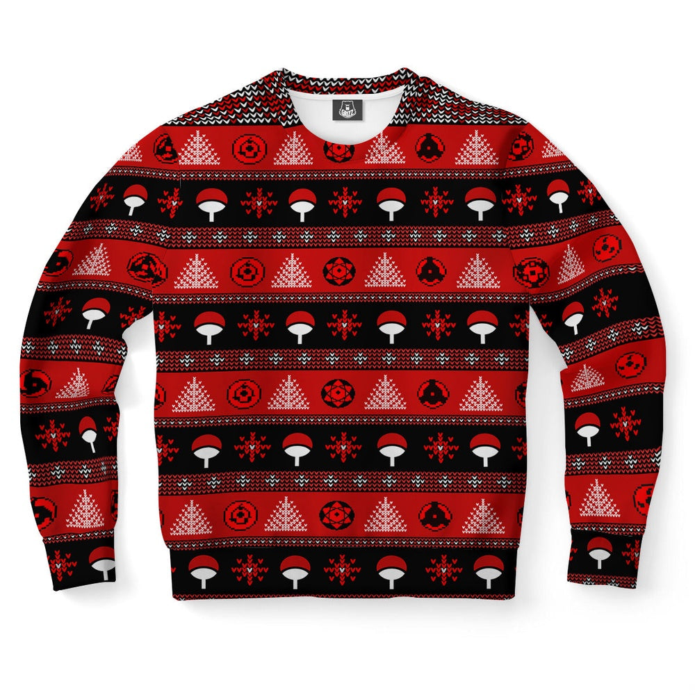 Uchiha Clan Pattern Ugly Christmas Sweater, Christmas Ugly Sweater, Sweater Xmas, Ugly Sweater