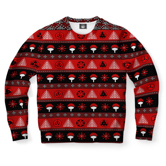 Uchiha Clan Pattern Ugly Christmas Sweater, Christmas Ugly Sweater, Sweater Xmas, Ugly Sweater