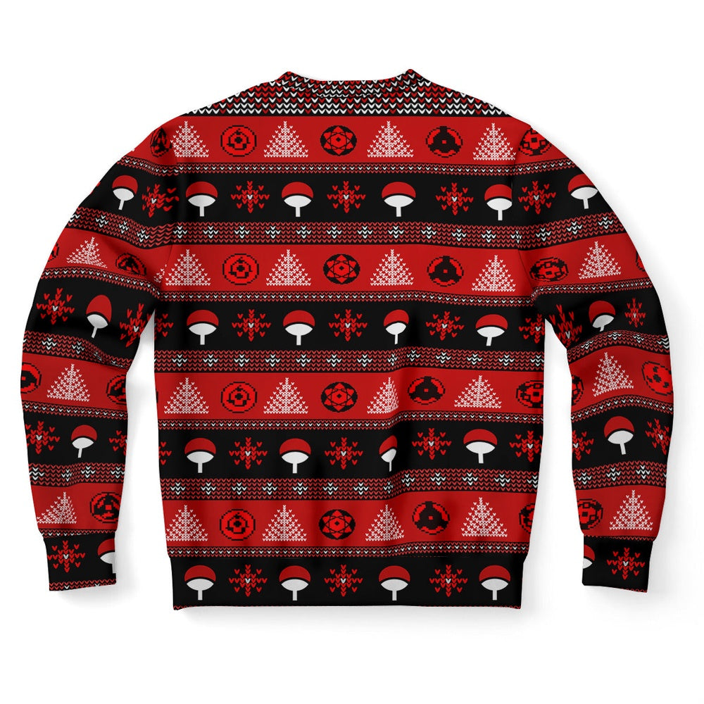 Uchiha Clan Pattern Ugly Christmas Sweater, Christmas Ugly Sweater, Sweater Xmas, Ugly Sweater