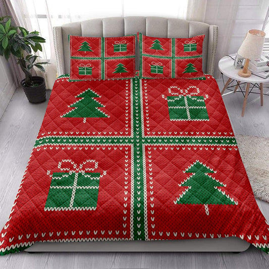 Uglymas Patchwork Winter Holidaymas Tree Chrismas Bedding Set, Christmas Beddings, Xmas Bedding Sets