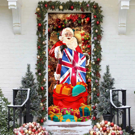 Uk Christmas Santa Laughing Door Cover, Unique Gifts Doorcover, Holiday Decor, Christmas Gift Decor
