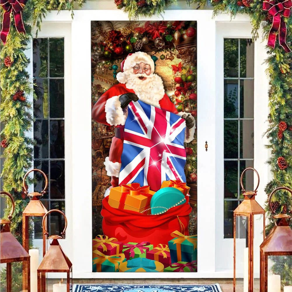 Uk Christmas Santa Laughing Door Cover, Unique Gifts Doorcover, Holiday Decor, Christmas Gift Decor