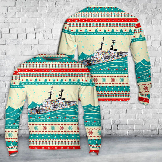 United States Coast Guard Cutter Rush (WHEC-723) Christmas AOP Sweater, Christmas Ugly Sweater, Sweater Xmas, Ugly Sweater