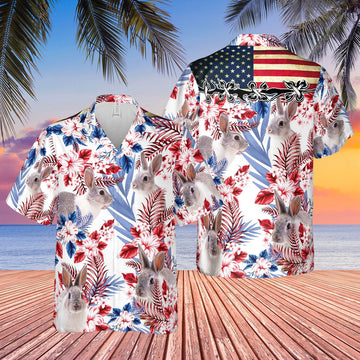 United States Flag Hawaiian Theme For Rabbit Lovers All 3D Printed Hawaiian shirt, Farm Hawaiian Shirt, Farmer Hawaii