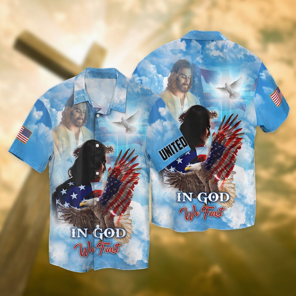 United States Independence Day Eagle In God We Trust All 3D Printed Hawaiian shirt, Farm Hawaiian Shirt, Farmer Hawaii