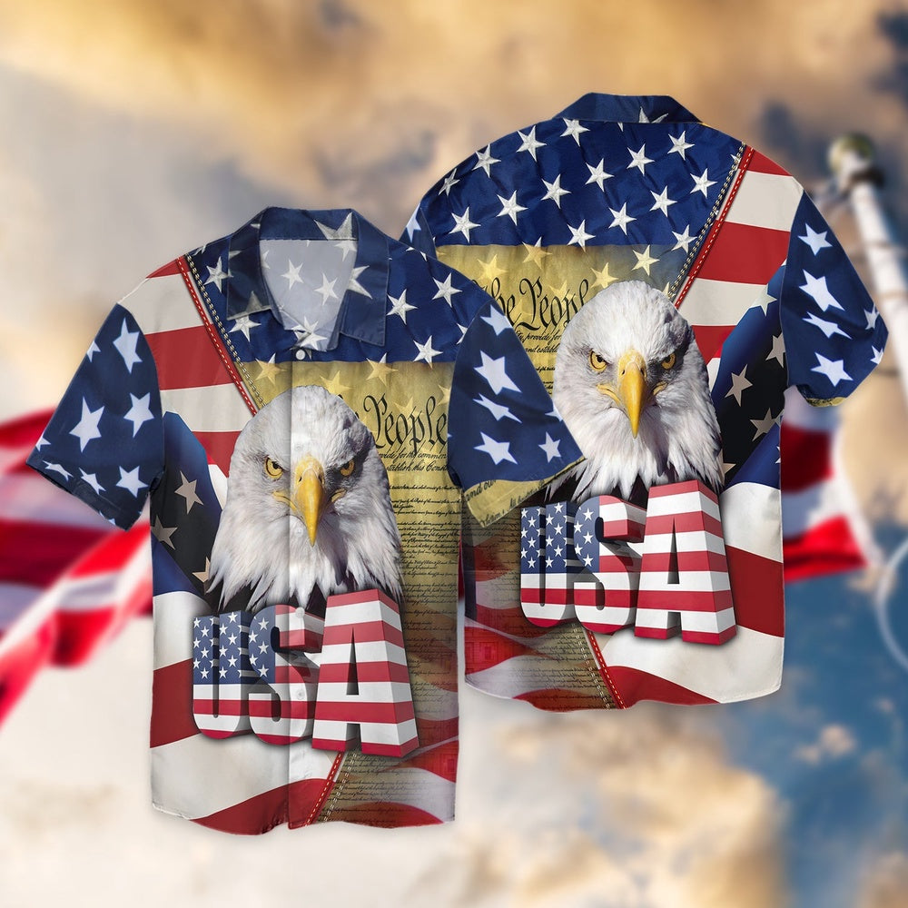 United States Independence Day Eagles U.S Flag All 3D Printed Hawaiian shirt, Farm Hawaiian Shirt, Farmer Hawaii