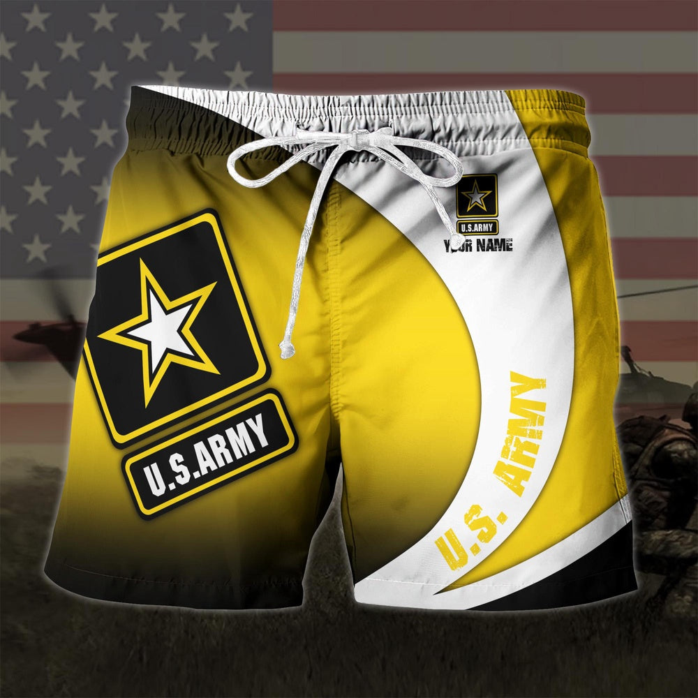 Us Army Military Custom Name Hawaiian Short, US Military Aloha, Short Military, Short Beach, Us Military Shorts