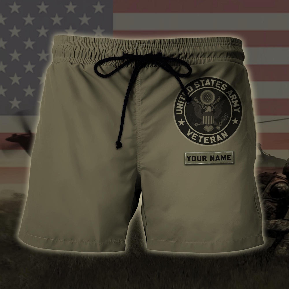 Us Army Military Hawaiian Short, Custom Name Hawaiian, Short Military, Short Beach, Us Military Shorts