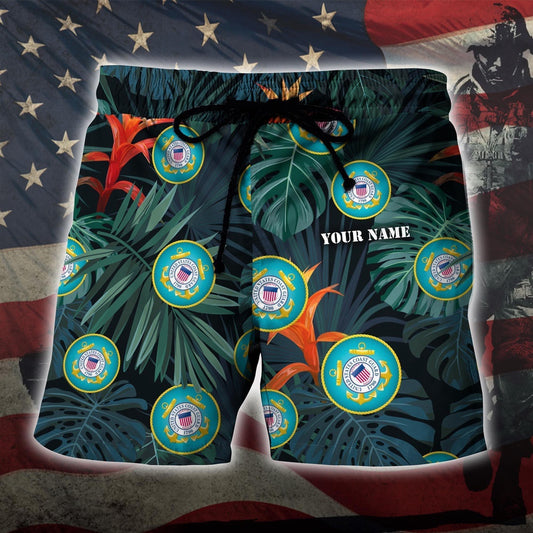 Us Coast Guard Military Custom Name Hawaiian Short, Short Military, Short Beach, Us Military Shorts