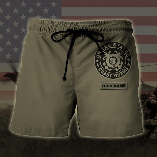 Us Coast Guard Military Hawaiian Short, Custom Name Hawaiian, Short Military, Short Beach, Us Military Shorts