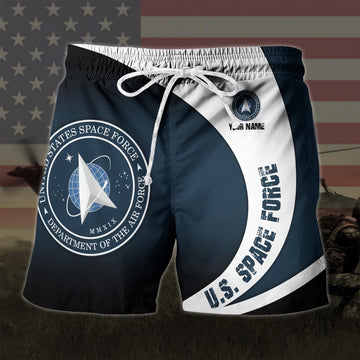 Us Space Force Military Custom Name Hawaiian Short, US Military Aloha, Short Military, Short Beach, Us Military Shorts