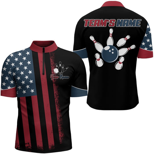 Usa Flag Bowling Jersey Shirtsmen Custom Bowling Jersey Patriotic Bowling Team League Shirts, Bowling Jersey Shirt