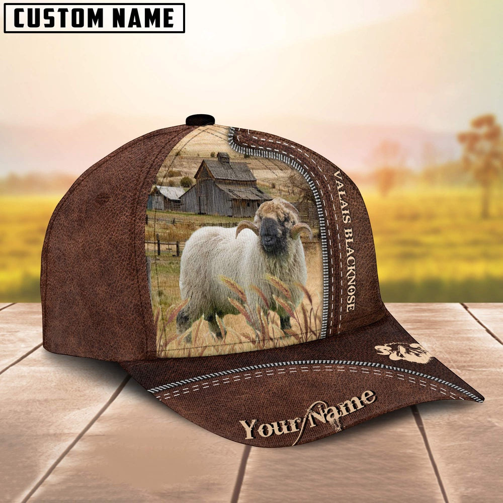 Valais Blacknose Customized Name Leather Pattern Cap, Farmer Cap, Cap For Farmers, Best Farm Hat, Farm Use Hat