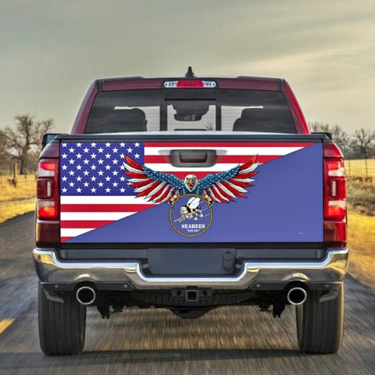 Veteran Tailgate Wrap, Us Navy Seabee Tailgate Wraps, Military Car Wrap, Navy Tailgate Wraps