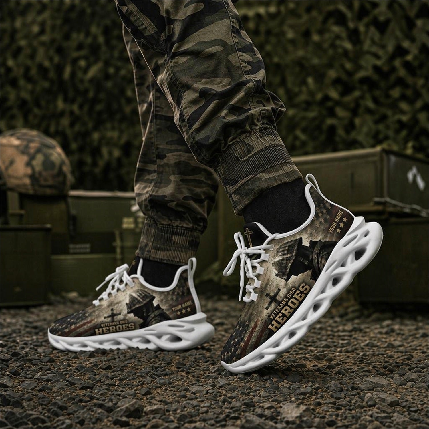 Custom Name Veteran Heroes Memorial Max Soul Shoes, Veteran Sneaker