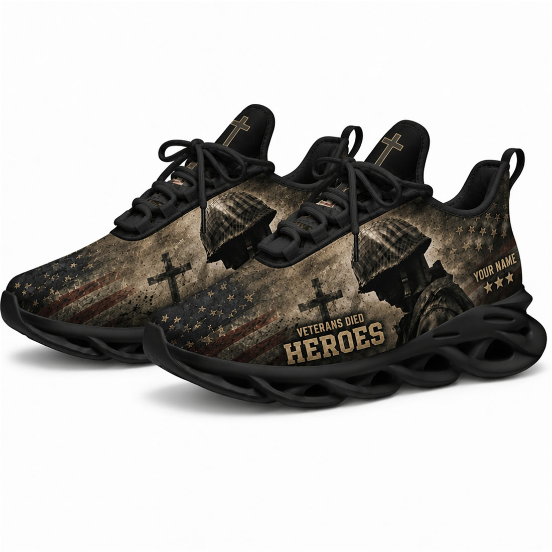 Custom Name Veteran Heroes Memorial Max Soul Shoes, Veteran Sneaker