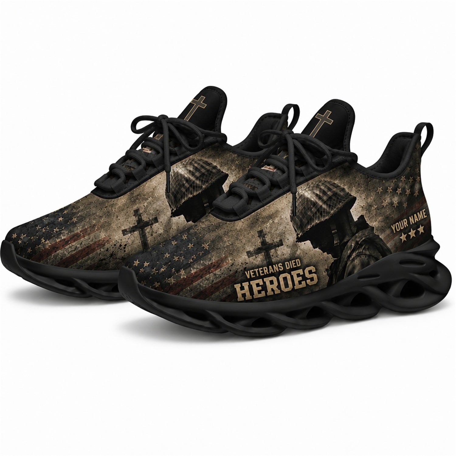Custom Name Veteran Heroes Memorial Max Soul Shoes, Veteran Sneaker
