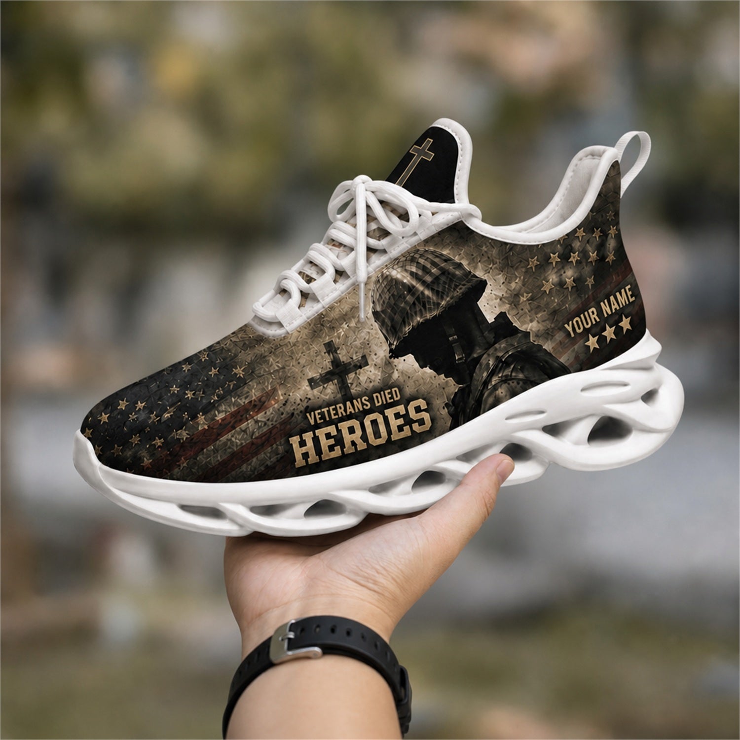 Custom Name Veteran Heroes Memorial Max Soul Shoes, Veteran Sneaker