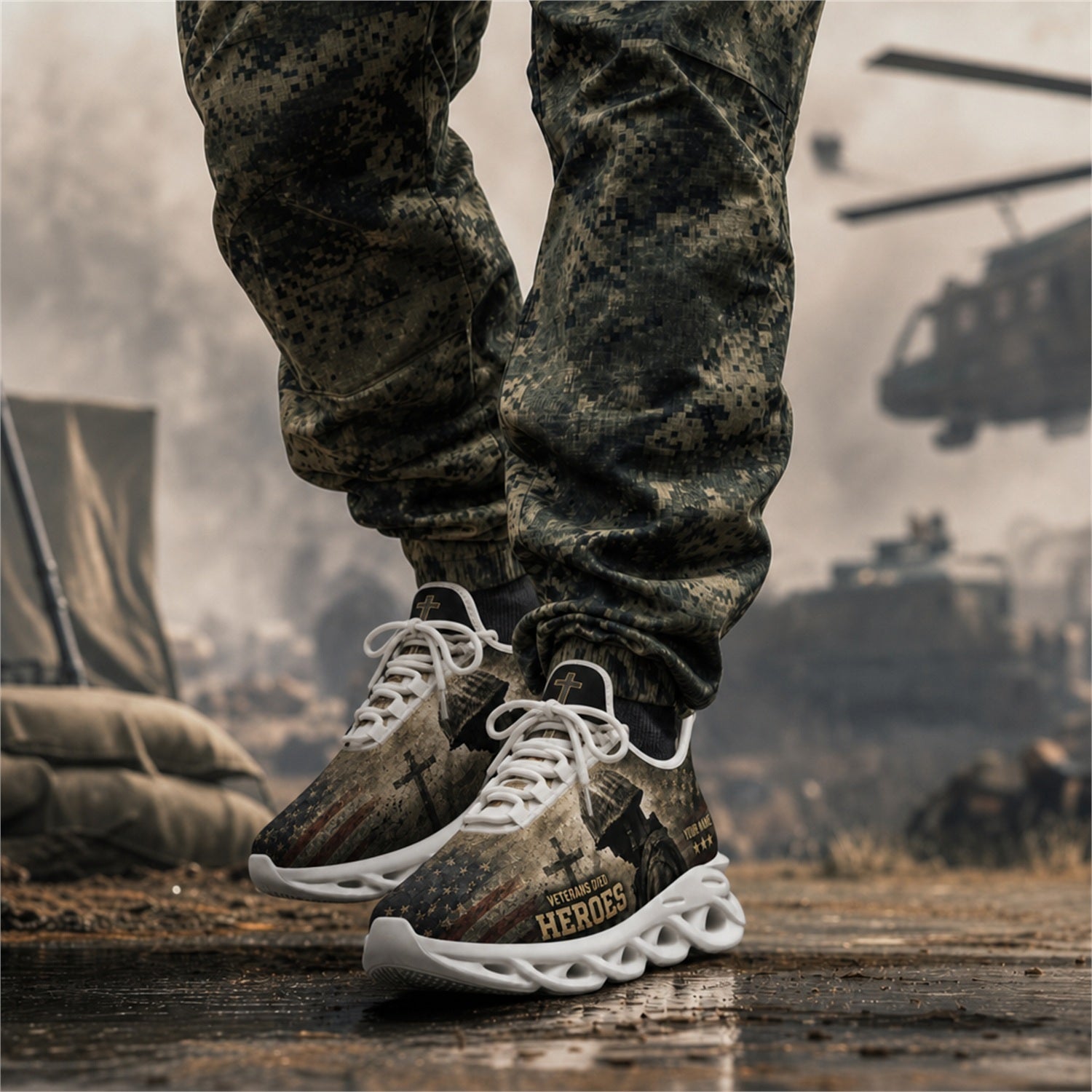 Custom Name Veteran Heroes Memorial Max Soul Shoes, Veteran Sneaker