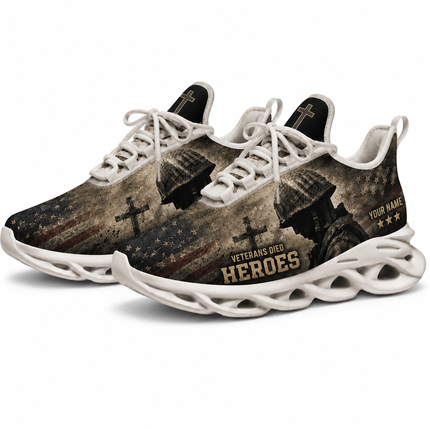 Custom Name Veteran Heroes Memorial Max Soul Shoes, Veteran Sneaker