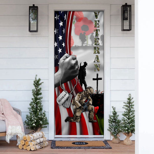 Veteran Lest We Forget Door Cover, Xmas Gifts For Pet Lovers, Christmas Gift Decor For Decor, Christmas Gift Decor