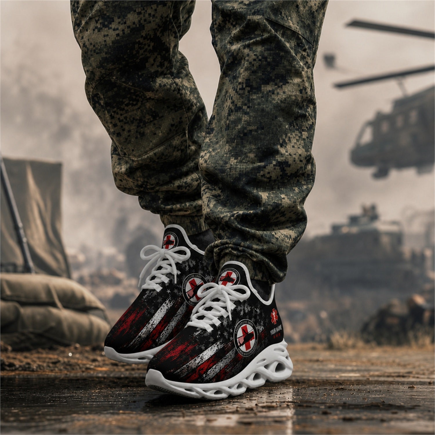 Custom Name Veteran Medical Corps Max Soul Shoes, Veteran Sneaker