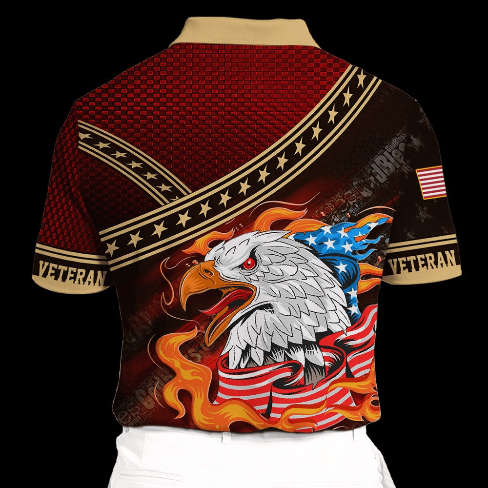 Veteran Polo Shirt, Eagle American Flag Polo Shirt